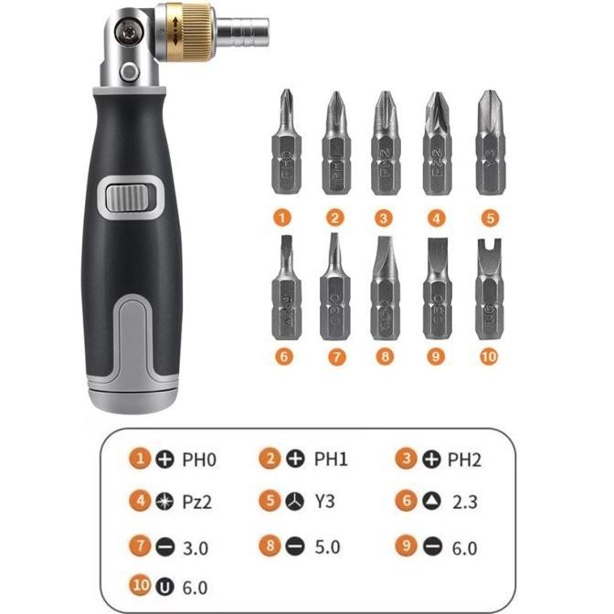 Obeng Ratchet Mata Obeng Handle Ratchet Screwdriver Set 10 In 1