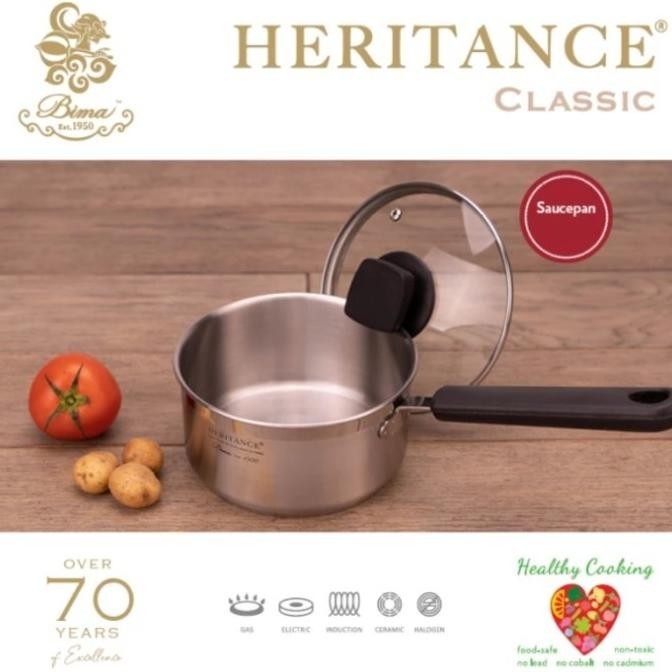 Sauce Pan Bima Heritance Classic W/Glass Lid Inox /Panci Saus Stainles