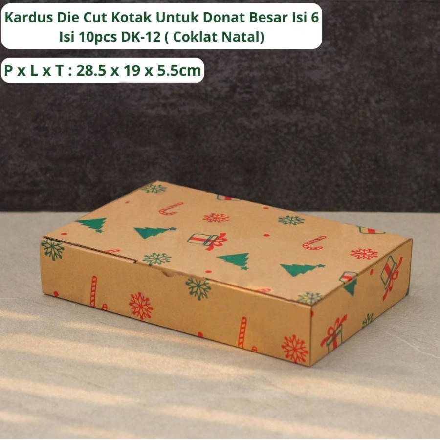 

Kardus Die Cut Kotak Donut Box Coklat Natal size 29.5 x 24 x 6 cm harga per 10pcs kotak dus unggul box packaging