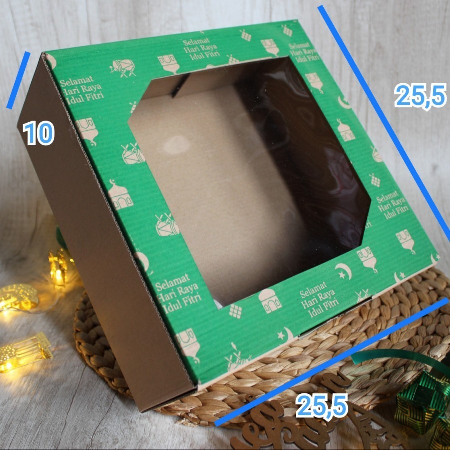 

Kardus Die Cut Cake Box Kotak Kue Idul Fitri size 25.5 x 25 x 10 cm harga per 10pcs kotak dus unggul box packaging