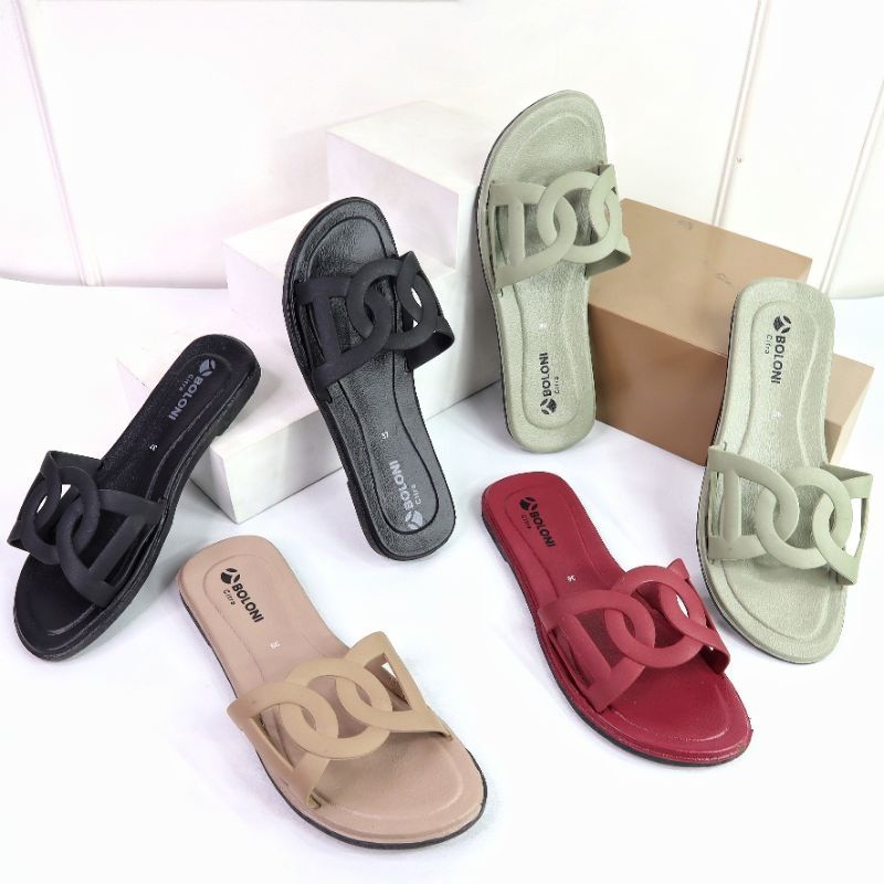 Sandal Hiu // (CITRA) Sandal Boloni slop Wanita circle / sandal slip on Boloni wanita
