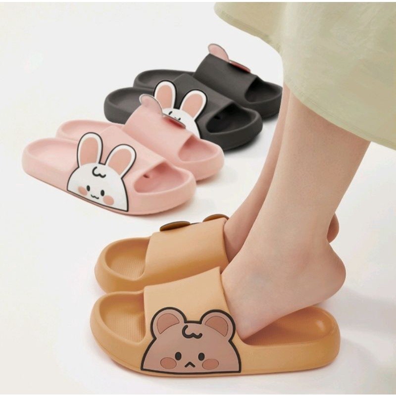 Sandal Slop Wanita // Sandal Jelly Import Wanita Bear