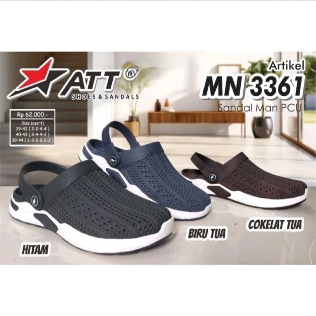 Sandal Slop Wanita // gos ATT MN 3361 Sandal Selop Karet Pria casual Tali Belakang Kuat Awet/Anti