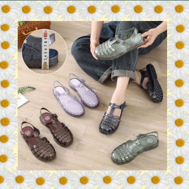 Sandal Slop Wanita // Meisha colour glitter/sandal wanita import/jelly shoes wanita/sandal jelly
