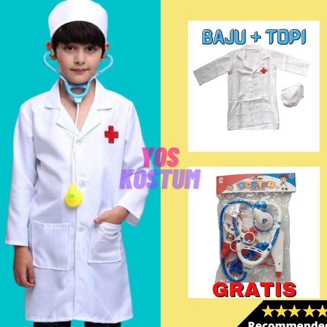 Kostum Profesi Anak Dokter Kecil Import Baju Laki Laki Perempuan Tk