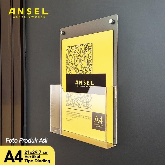 Tempat Brosur Akrilik Dinding/Acrylic Flyer Holder/ A4 Vertikal Tipe D