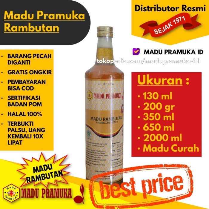 

Ready Madu Pramuka Rambutan 350 ML 650 ML 2000 ML 350ML 650ML 2000ML 2L 2 L
