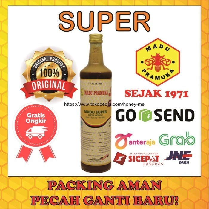 

Ready Madu Asli Super 650ml Madu Pramuka Alami (Madu + Pollen + Royal Jelly)