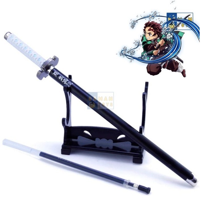 

Ready Pulpen Tanjiro anime demon slayer Sword pen panjang 20 cm stand & refi