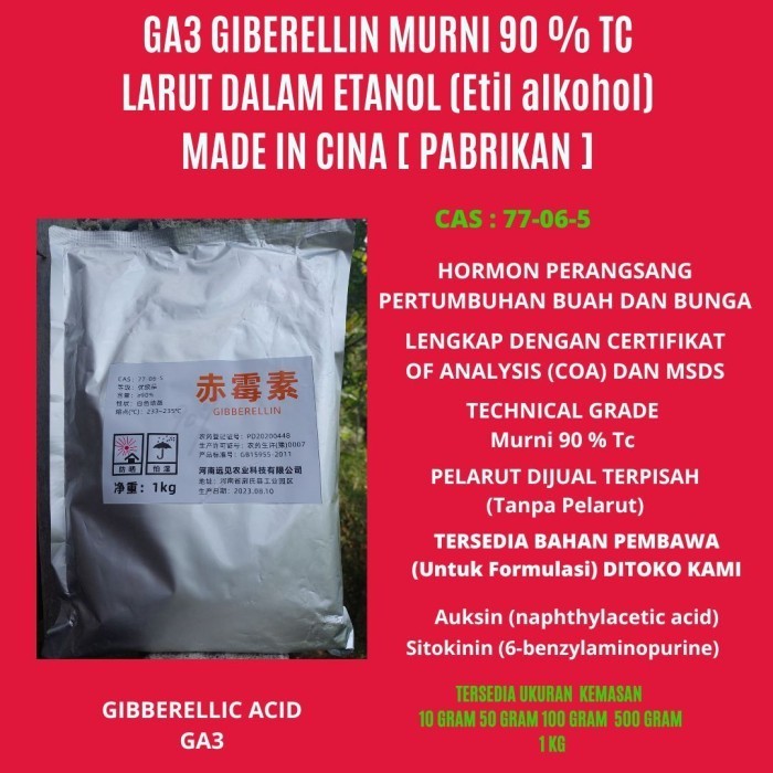 Ga3 Giberelin Murni 10 Gram 90% Gibberellic Acid Pupuk Buah Zpt