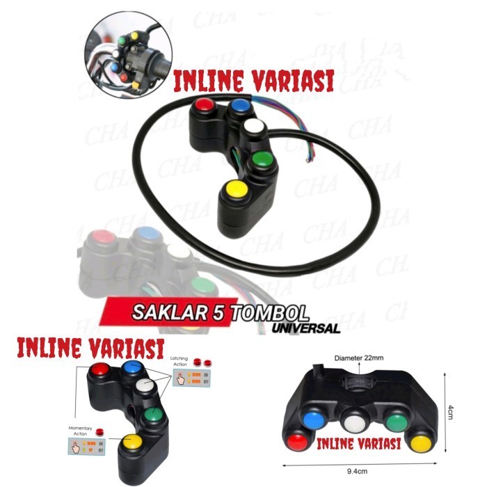 Saklar Motor Domino Saklar 5 Tombol Modifikasi Variasi Onoff Universal