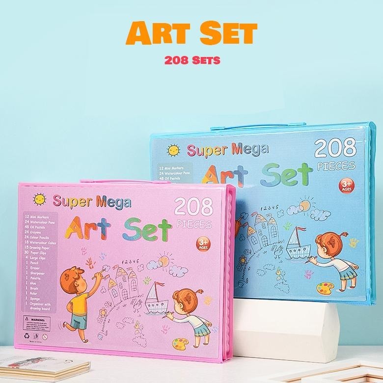 

hj-64 Crayon Set 208 Pcs Pensil Warna Lengkap Krayon Set Alat Menggambar Mewarnai Cat Air Lukis Anak Murah