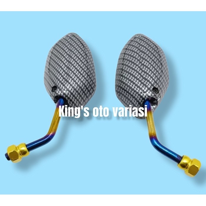 Spion Beat Variasi Carbon Twotone Tangkai Mini Universal Motor Honda