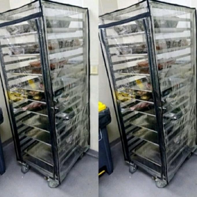 Cover plastik penutup rak loyang roti untuk rak 10-15 susun