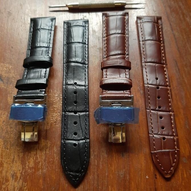 tali jam tangan kulit strap leather butterfly deployment clasp
