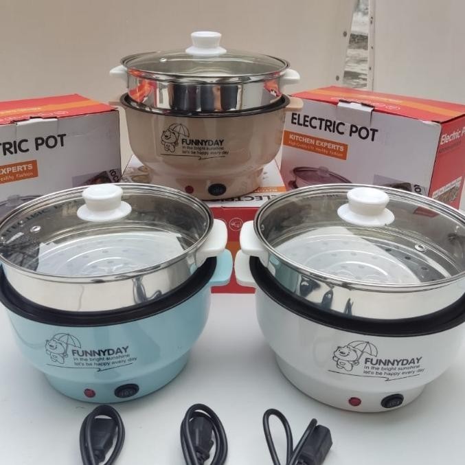 {For Grosir}Panci Listrik Stainless Free Kukusan / Panci Penggorengan Multifungsi Serbaguna FUNNYDAY