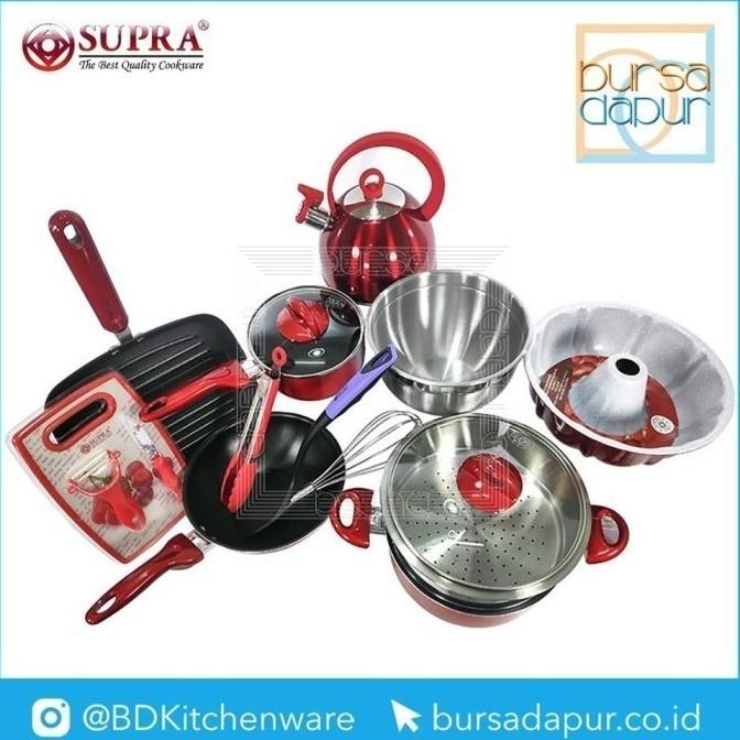 [Promo] Supra Rosemary Non Stick Cookware Set Merdeka 17Pcs Panci Anti Lengket