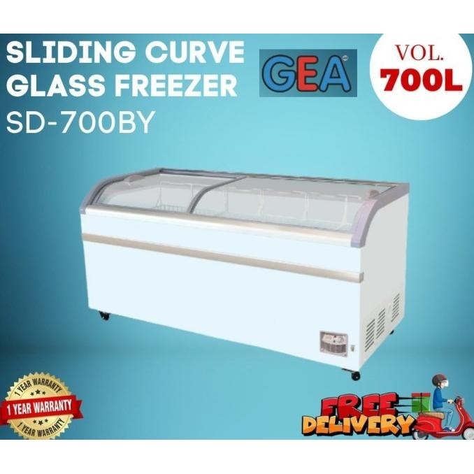 [Baru] Gea Sd-700By Sliding Curve Glass Freezer Sd700By / Sd 700By / Sd-700By