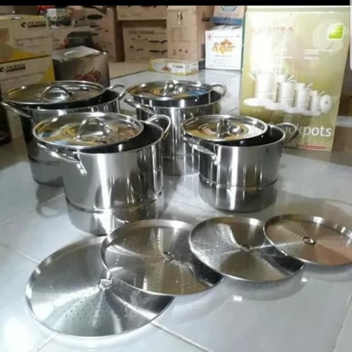 [Baru] Panci Tinggi Sarangan Langseng Supra / Panci Steamer 4 In 1 Stainless
