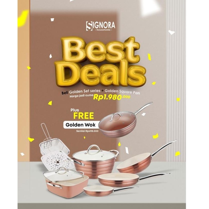 [Baru] Golden Series Cookware Signora/Cookware Signora/Panci/Wajan/Kukusan