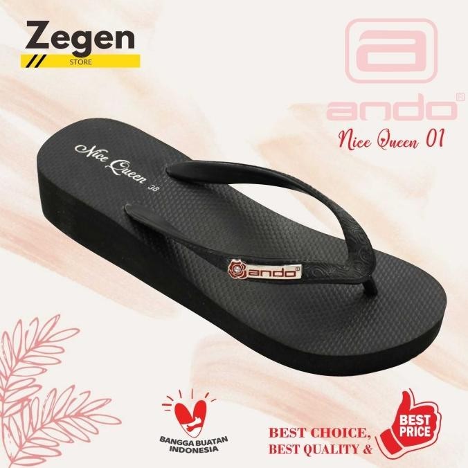 Ando Nice Queen Sandal Jepit Wedges Wanita Sendal Japit Ando Original