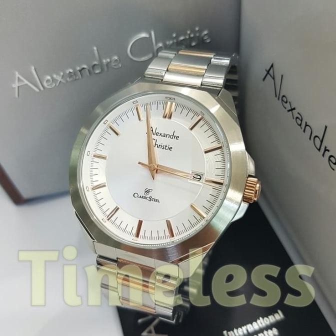 [Best Quality] Jam Tangan Pria Alexandre Christie Ac 8596 Md Silver Rosegold