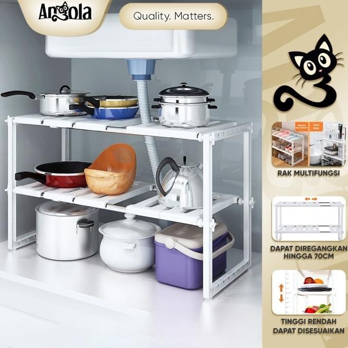 Angola Rak Dapur E14 Rak Panci Tempat Bumbu Bawah Meja Dapur Wastafel