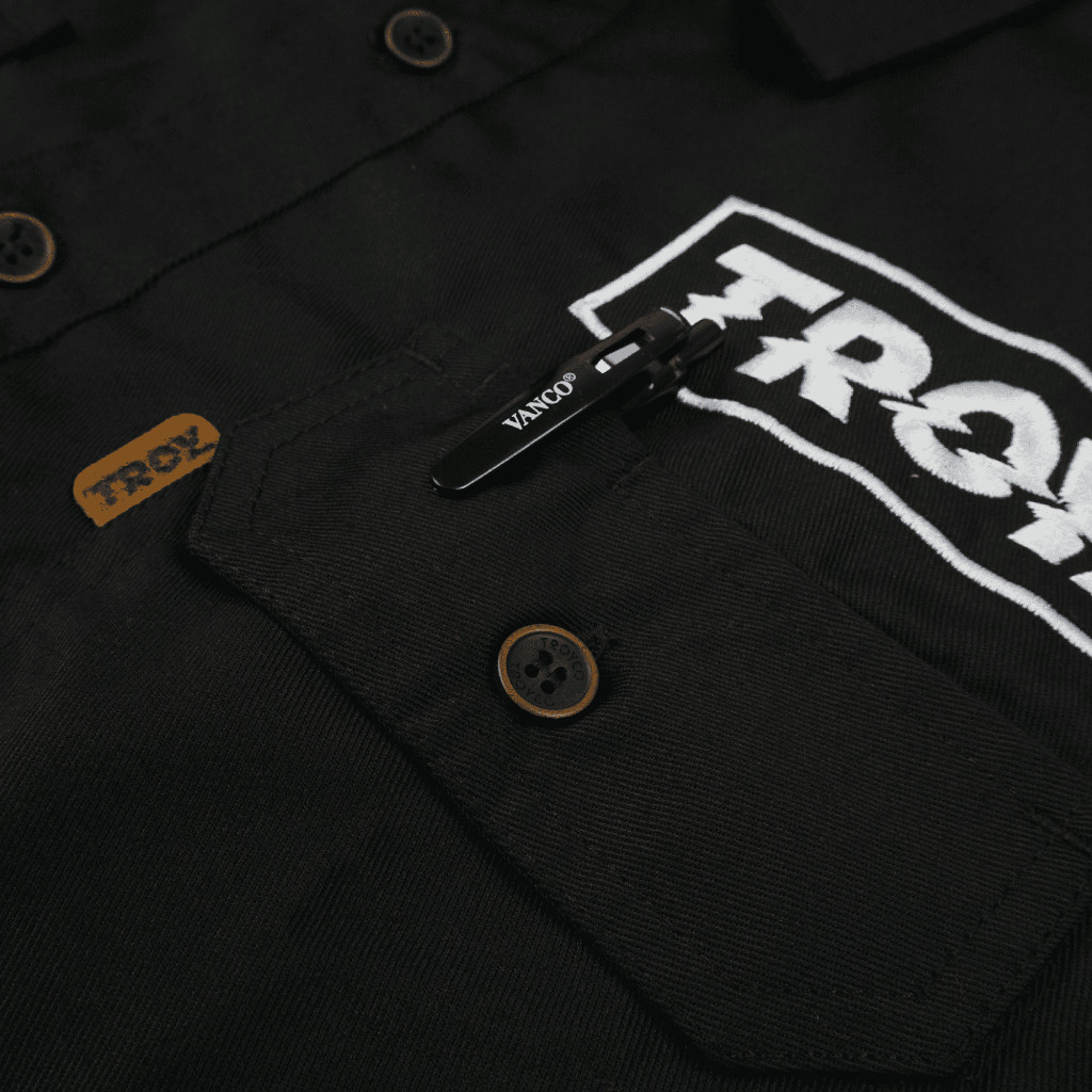 Troy Company Workshirt Workwear Engineers Black Piston - Kemeja Kerja Work Shirt Hitam WSD 2568