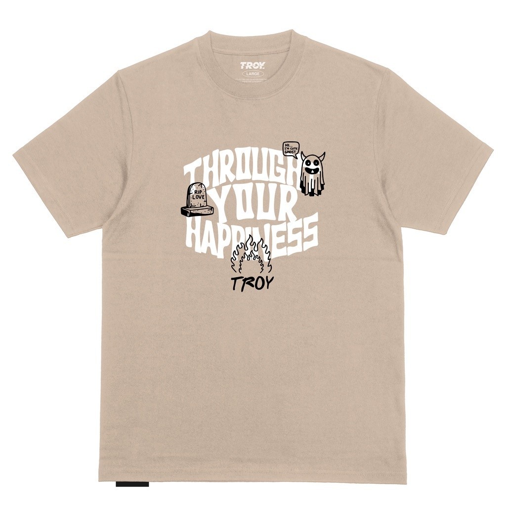 Troy Company Tshirt Latte Through Your Happiness - Kaos Lengan Pendek Kaos Coklat Latte MTD 2286