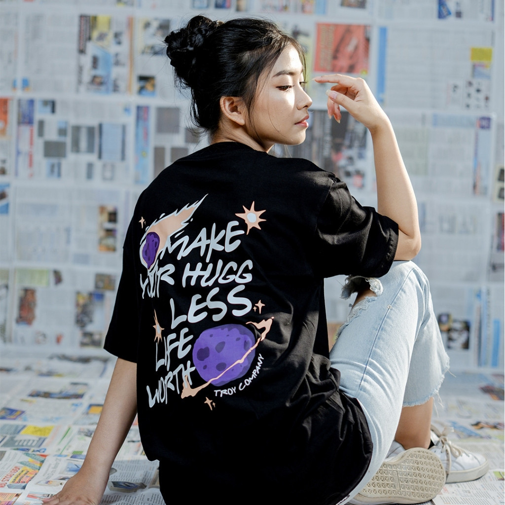 Troy Company Tshirt Black Less Life Worth - Kaos Pria Lengan Pendek Hitam MT 2293