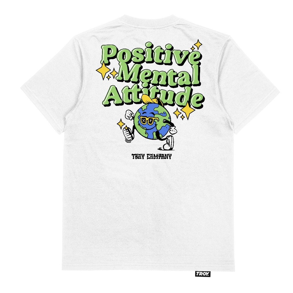 Troy Company Tshirt White Positive Mental Attitude - Kaos Pria Lengan Pendek Putih MT 2289