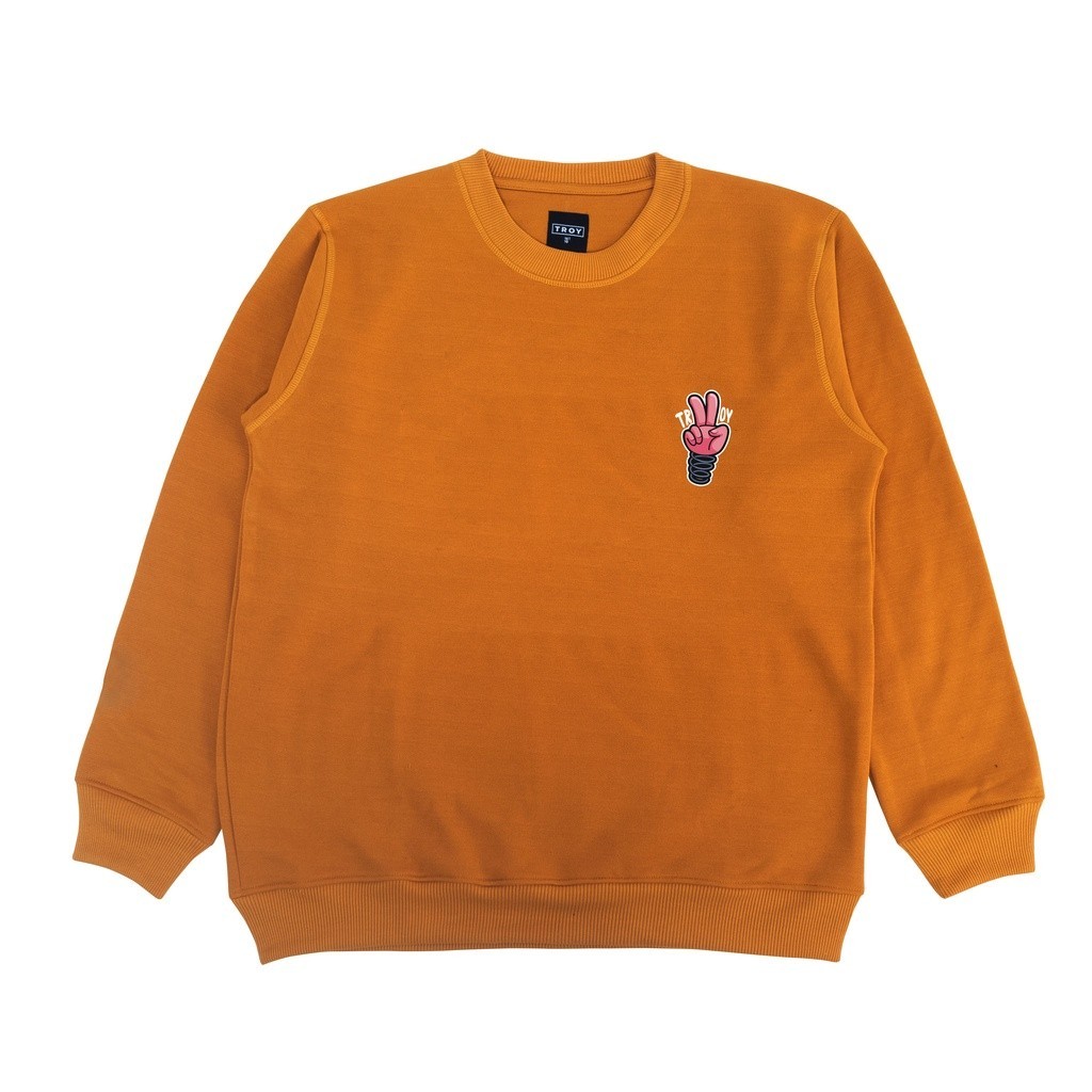 Troy Company Crewneck Sweater Sweatshirt Mustard Peace - Crewneck Pria Wanita SW 2279