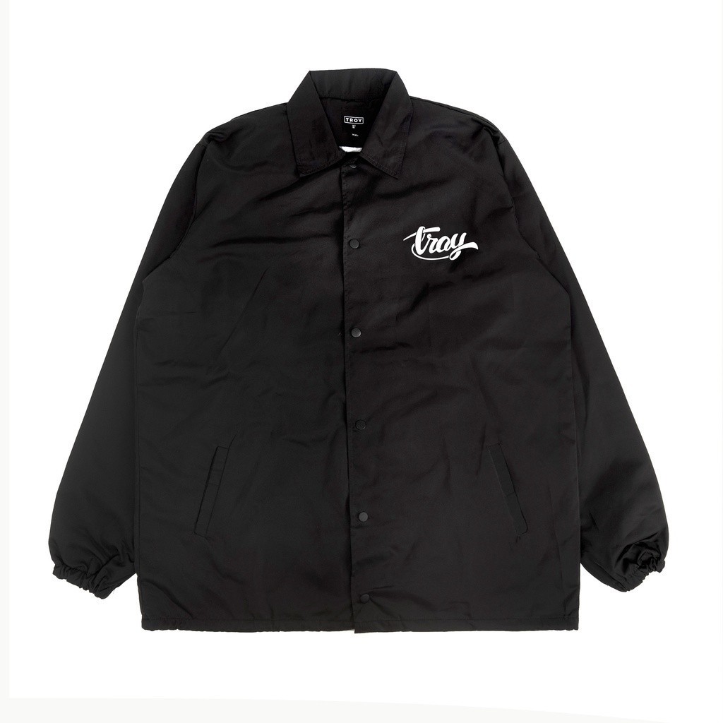 Troy Company Coach Jacket Black Handwriting - Jaket Windbreaker Hitam WN 2177