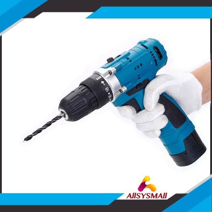 Mesin Bor 18V 2 Baterai Impact Cordless Drill Driver Bor Mailtank