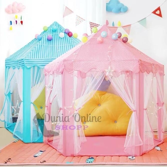 TENDA CAMPING LIPAT UNTUK ANAK-ANAK 2-3 ORANG MODEL CASTLE LUCU/TENDA