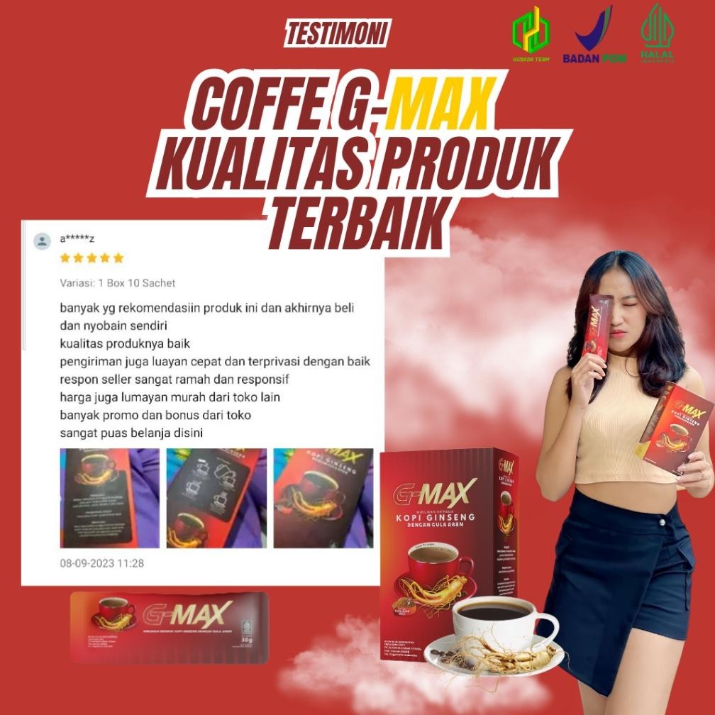 

Un04 KOPI G-MAX ORIGINAL KOPI STAMINA PRIA AMAN ( 100% BPOM & HALAL ) KUAT TAHAN LAMA Berkualitas