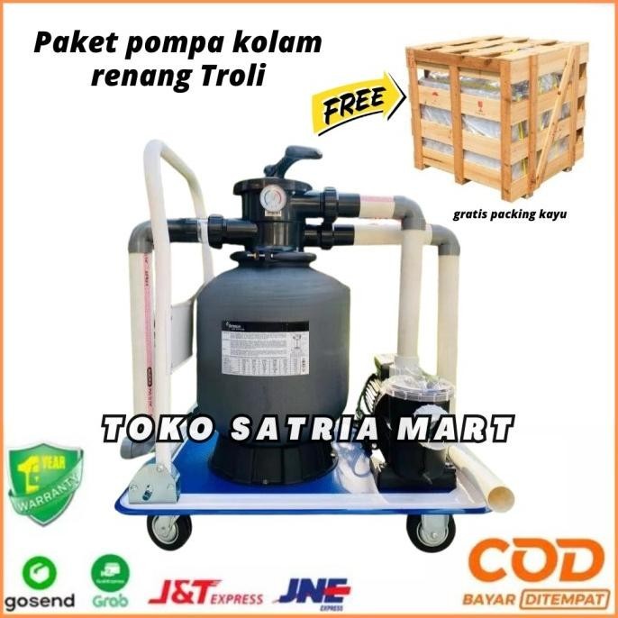 Hits Paket Pompa Vacum Kolam Renang Portable Troli Mesin Pompa Kolam Renang