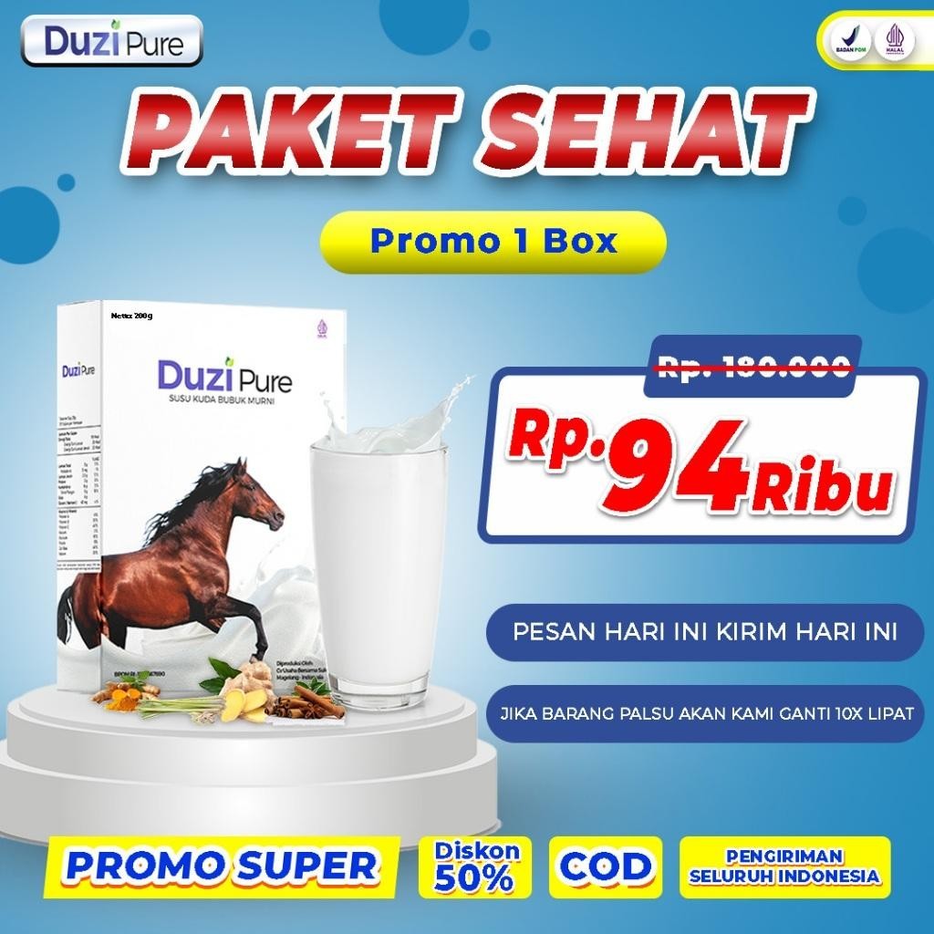 

Duzi Pure Susu Kuda Liar Lombok Alami 1 Box Termurah