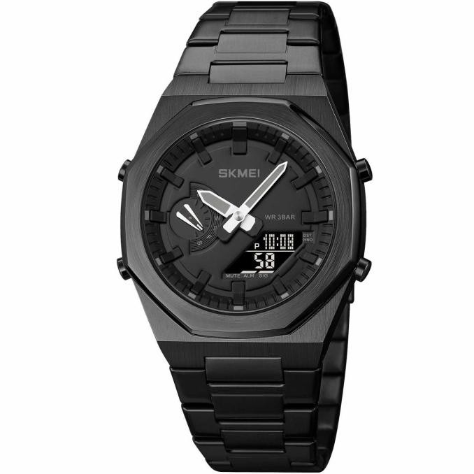 Jam Tangan Analog Pria Led Light World Time Waterproof Skmei 1816