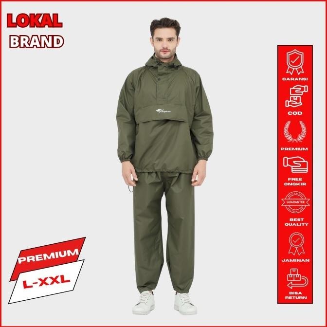 Jaket Jas Hujan Pria Wanita Setelan Kangaroo Waterproof Premium