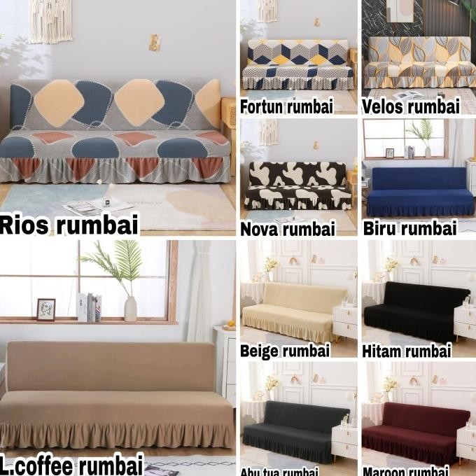 Sarung PELINDUNG sofa bed INFORMA elastis Cover RUMBAI sofa bed import '