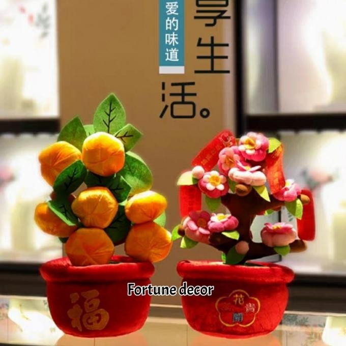 Pajangan Meja Imlek Boneka Meihua Jeruk Hiasan Chinese New Year Opheliazulaikastore