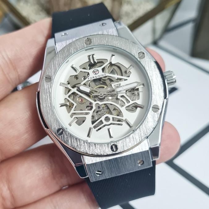 Jam Tangan Pria Original Forsining Velocity Otomatis Skeleton Karet