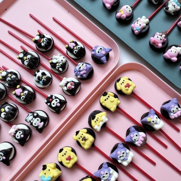 

Ready Sanrio cokelat karakter mix 50 pcs, cinnamoroll, kuromi, pocaccho