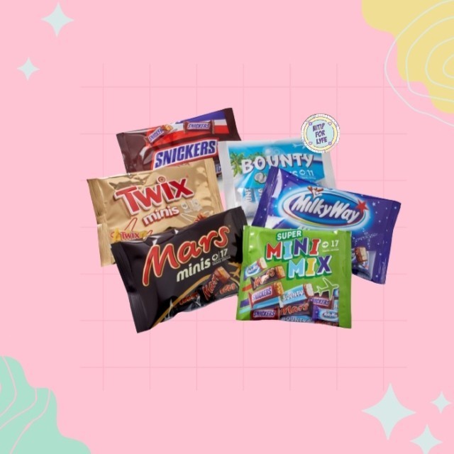 

Ready MARS/MILKYWAY/TWIX/BOUNTY/SNICKERS Minis Chocolate 333 gr