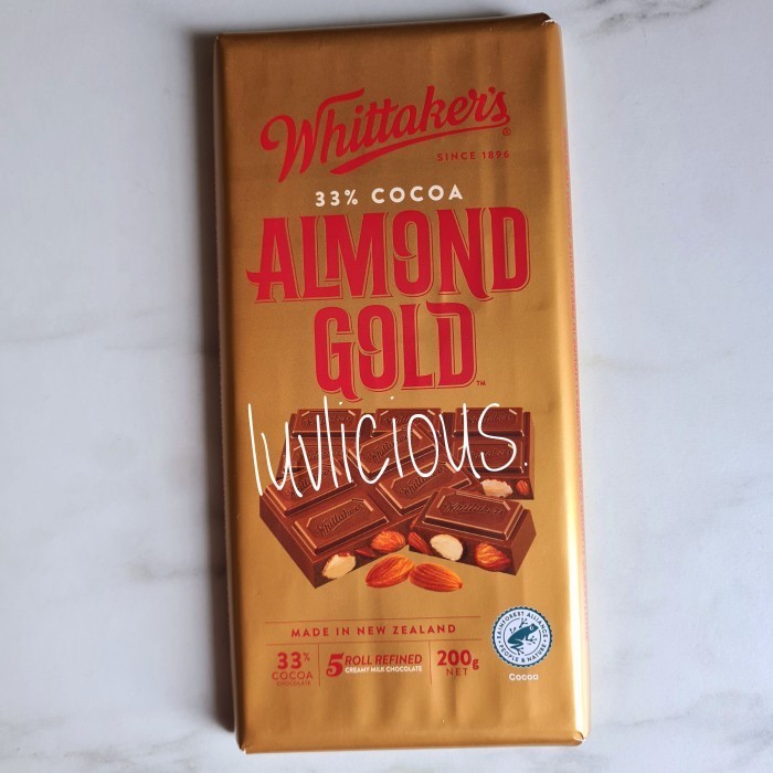 

Ready WHITTAKER WHITTAKERS WHITTAKER'S ALMOND GOLD CHOCOLATE COKLAT COCOA