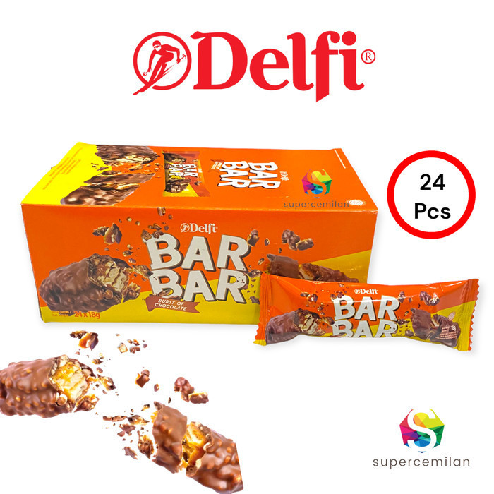 

Ready Delfi Bar Bar Cokelat Wafer Bar PACK 18 Gram (isi 24 pcs)