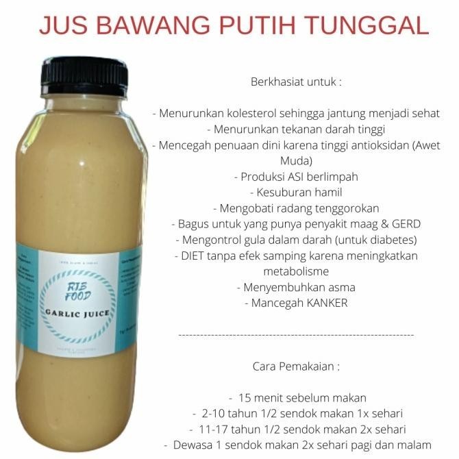

500ml Jus Bawang Putih Tunggal Jahe Merah Lemon Madu Hutan Cuka Apel BS