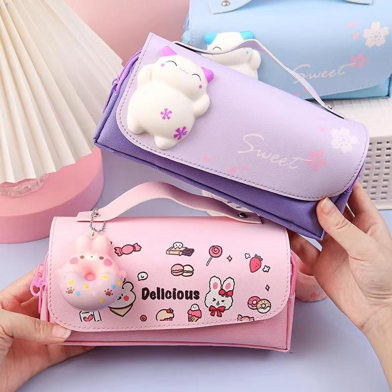 

Murah Super Cute Girl Heart 3D Net Red Pencil Case/Cartoon Decompression Pencil Bag/Large Capacity Pencil Bag Promo