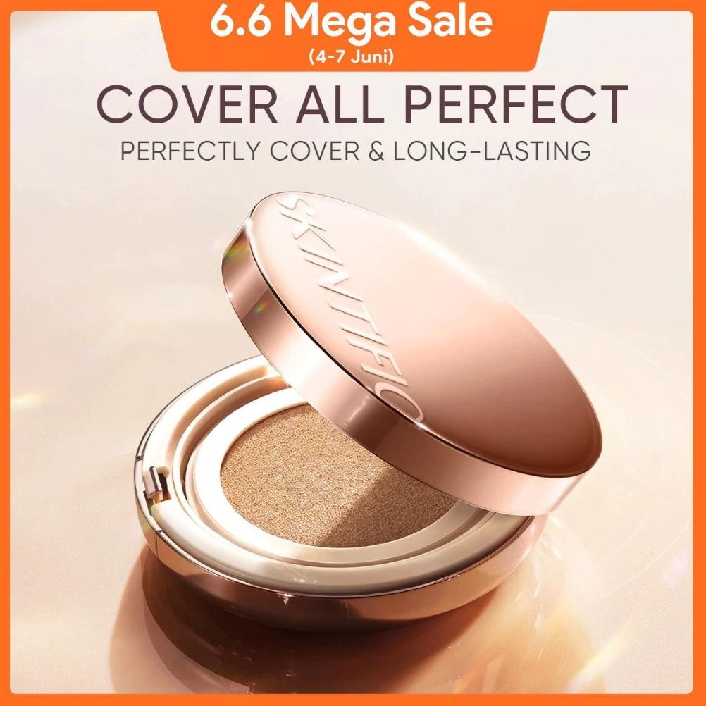 Berkualitas Skintific Cover All Perfect Cushion + Case + Mirror + Puff Make Up Foundation Bedak Powd